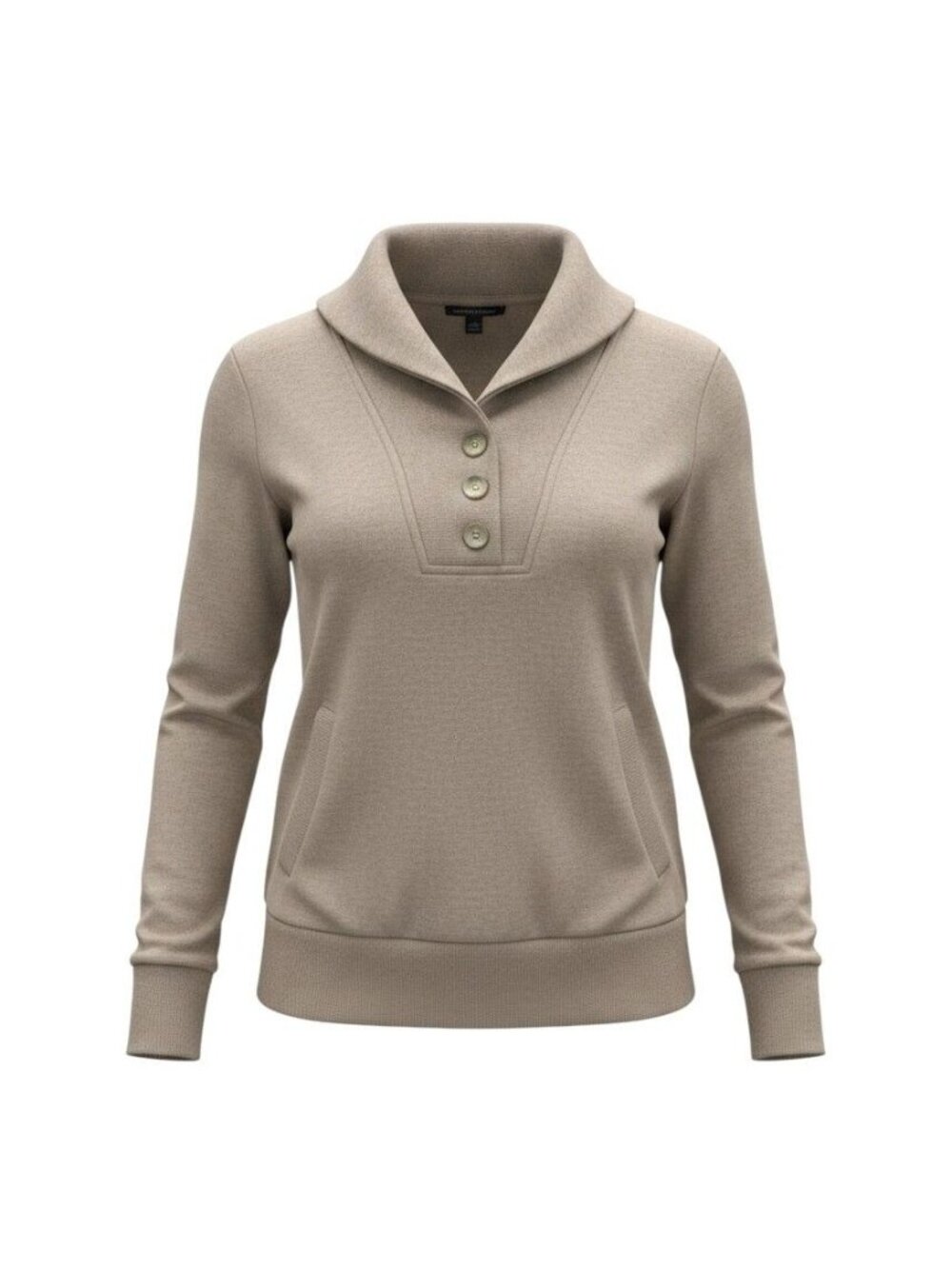 Banana Republic Womens Taupe Shawl Collar 3-Button Pullover Sweater Large